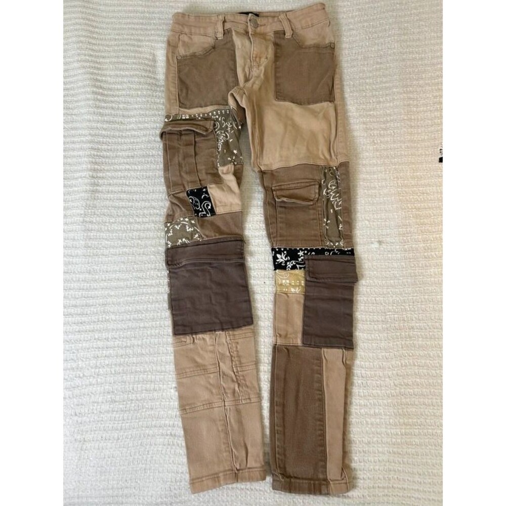 THRT Herald Denim Patchwork Cargo Pants Size 30x30 Grunge Y2K Streetwear Street